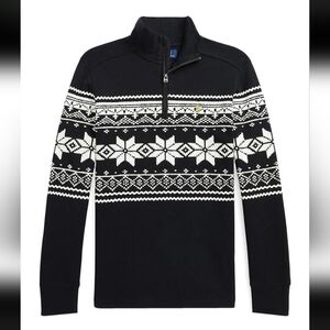 Polo by Ralph Lauren Black and White Fair Isle Half-Zip Sweater